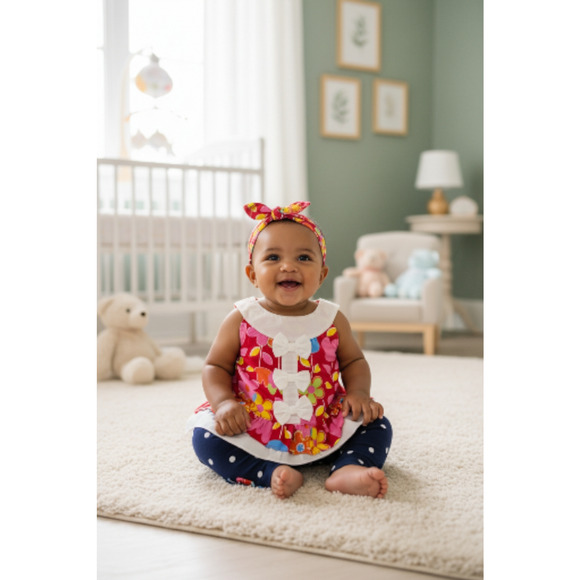 New Gymboree Baby Girl outfit set Shirt leggings Headband Size 3 months - Picture 2 of 3